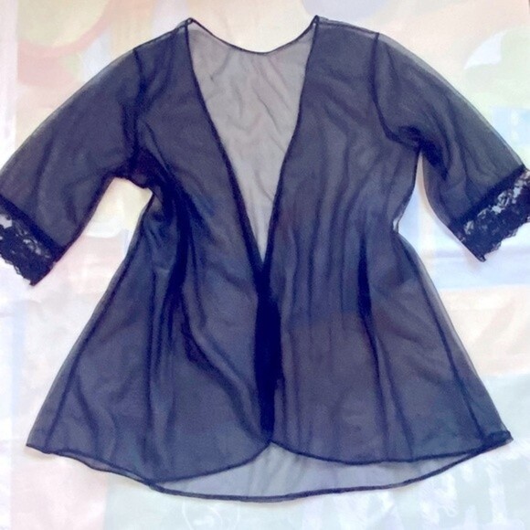 Vintage delicates Black lace nightie sheer robe size s/m - Picture 2 of 9